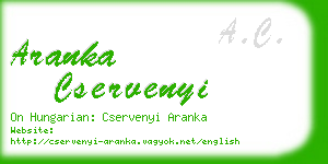 aranka cservenyi business card